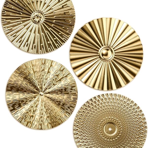 Set of Four Gold Sunburst Metal Wall Art Decor