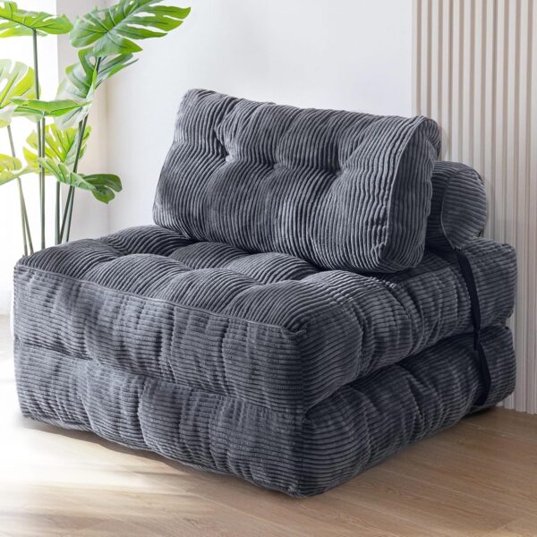 Folding Sofa Bed Convertible Single Chair Lounge Dark Grey
