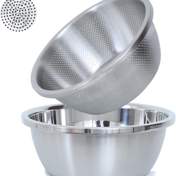 Stainless Steel Microporous Colander and Mixing Bowl Set