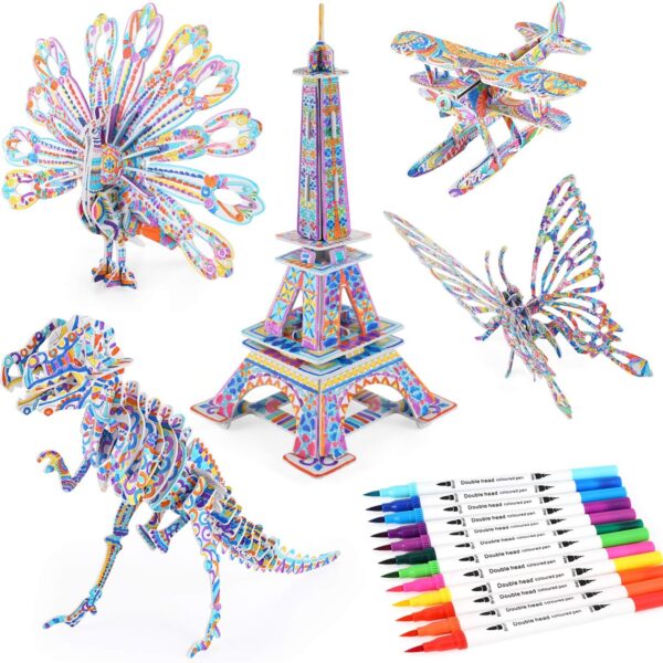 3D Puzzle Coloring Kit for Kids Ages 6-12