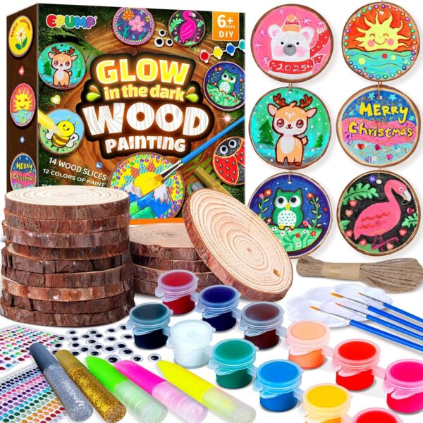 Glow-in-the-Dark Wooden Painting Kit for Kids Ages 6-12