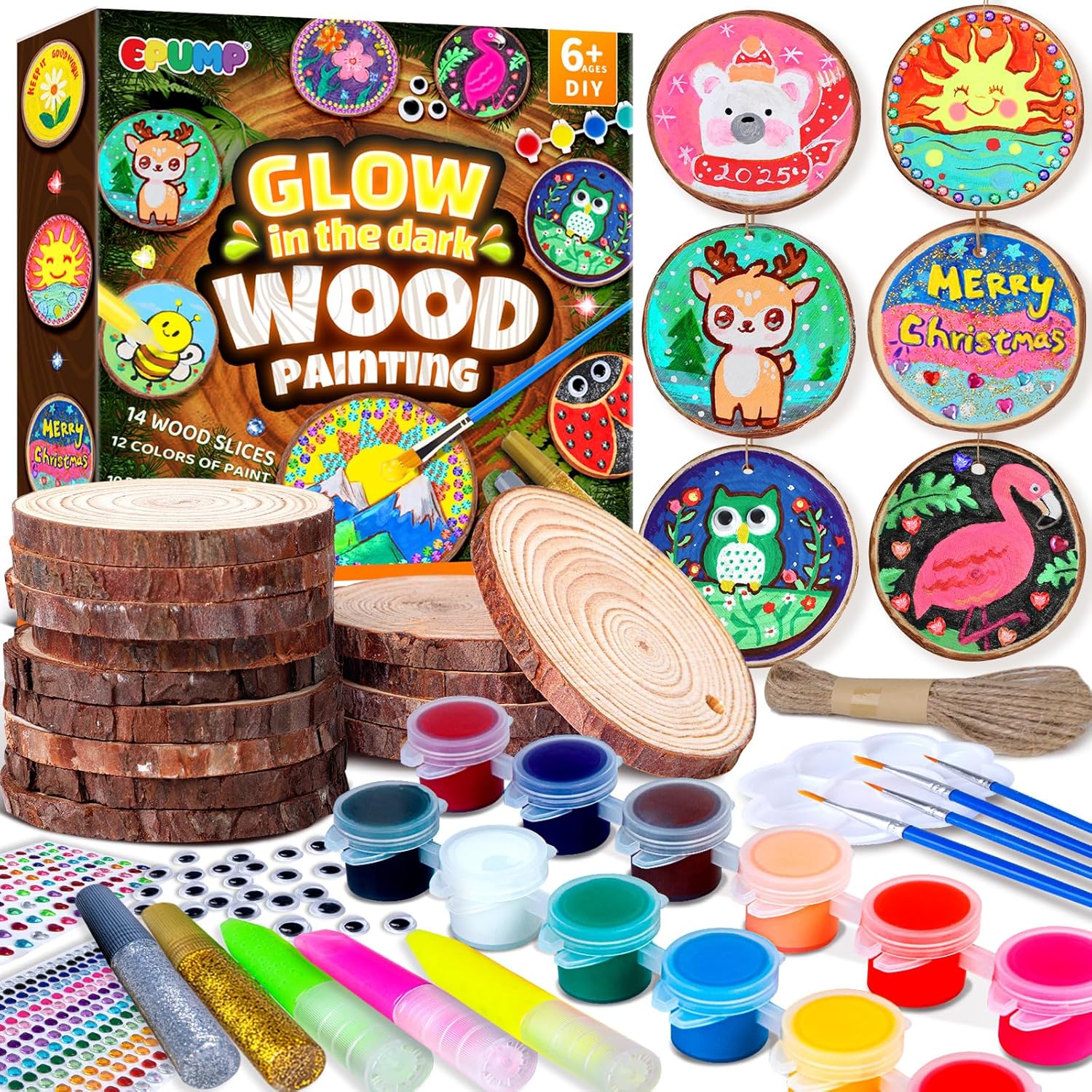 Glow-in-the-Dark Wooden Painting Kit for Kids Ages 6-12