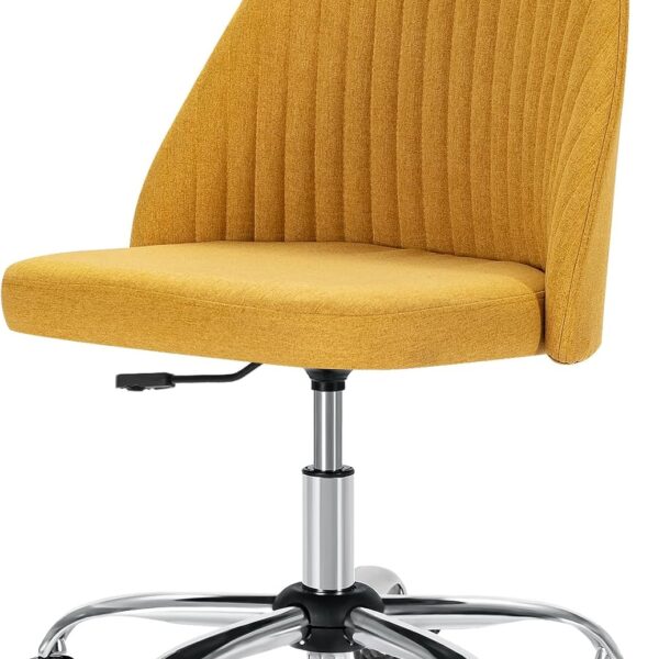 Modern Office Desk Chair, Cute Rolling Vanity Swivel Task Chair, Armless with Wheels for Home, Study, Bedroom, Office, Yellow