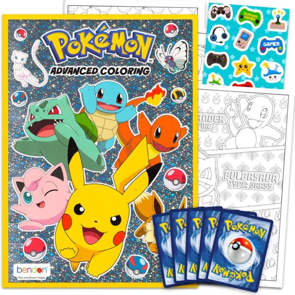 Pokemon Coloring Activity Book Bundle with Cards for Kids