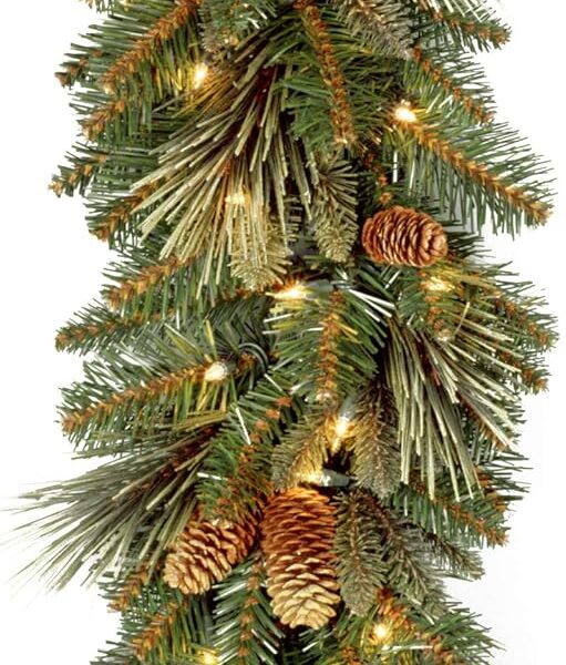 9ft Pre-Lit Carolina Pine Christmas Garland with Pinecones