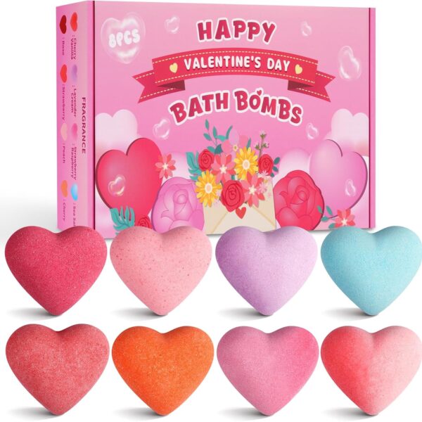 8-Piece Valentine Bath Bombs Heart Shaped Gift Set