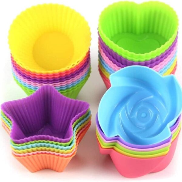 24-Piece Silicone Cupcake Liners, Nonstick, Fun Shapes for Baking
