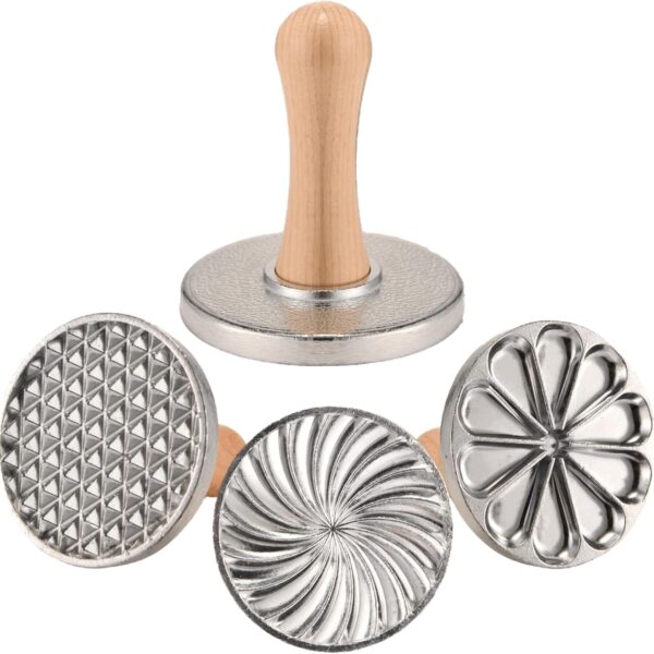 3-Piece Christmas Cookie Stamps, Metal Cutter with Wooden Handle