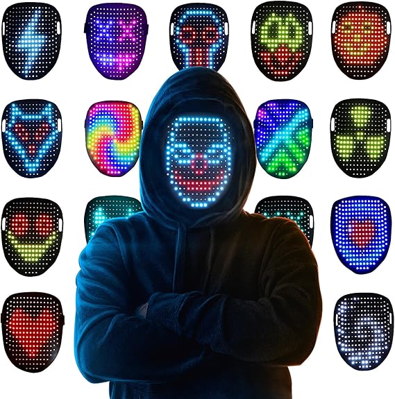 LED Light-Up Gesture Sensing Face Mask for Parties