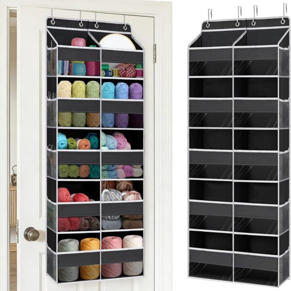 Hanging Yarn Organizer Clear Pockets Over-Door Storage Bag
