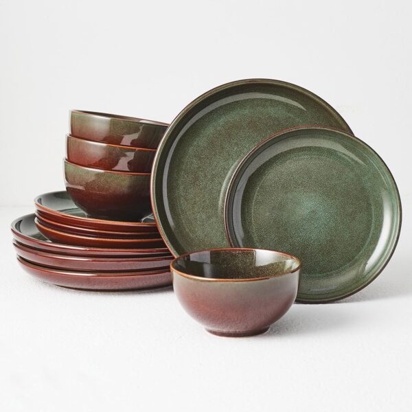 12-Piece Stoneware Dinnerware Set for Four, Handmade