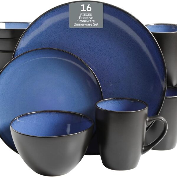 16-Piece Stoneware Dinnerware Set for Four, Blue