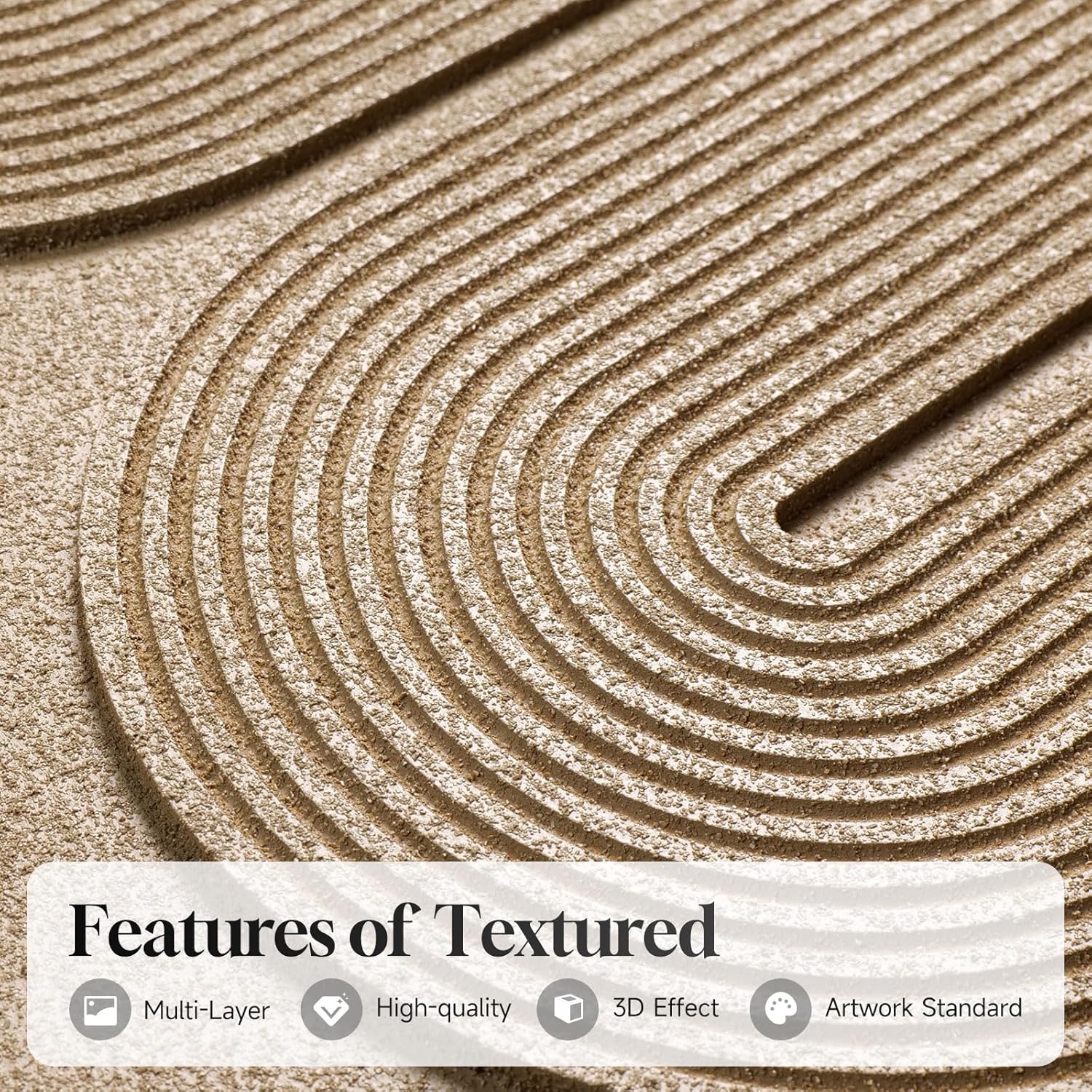 Large 3D Textured Boho Abstract Wall Art Triptych - Image 3