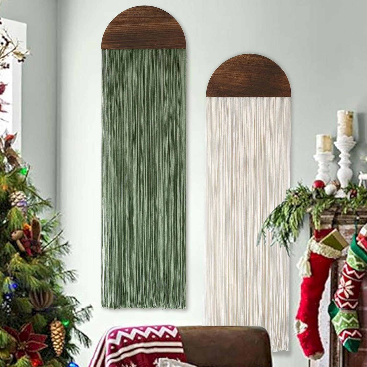 Boho Macrame Wall Hanging Set Handmade Tassel Tapestry Decor - Image 4