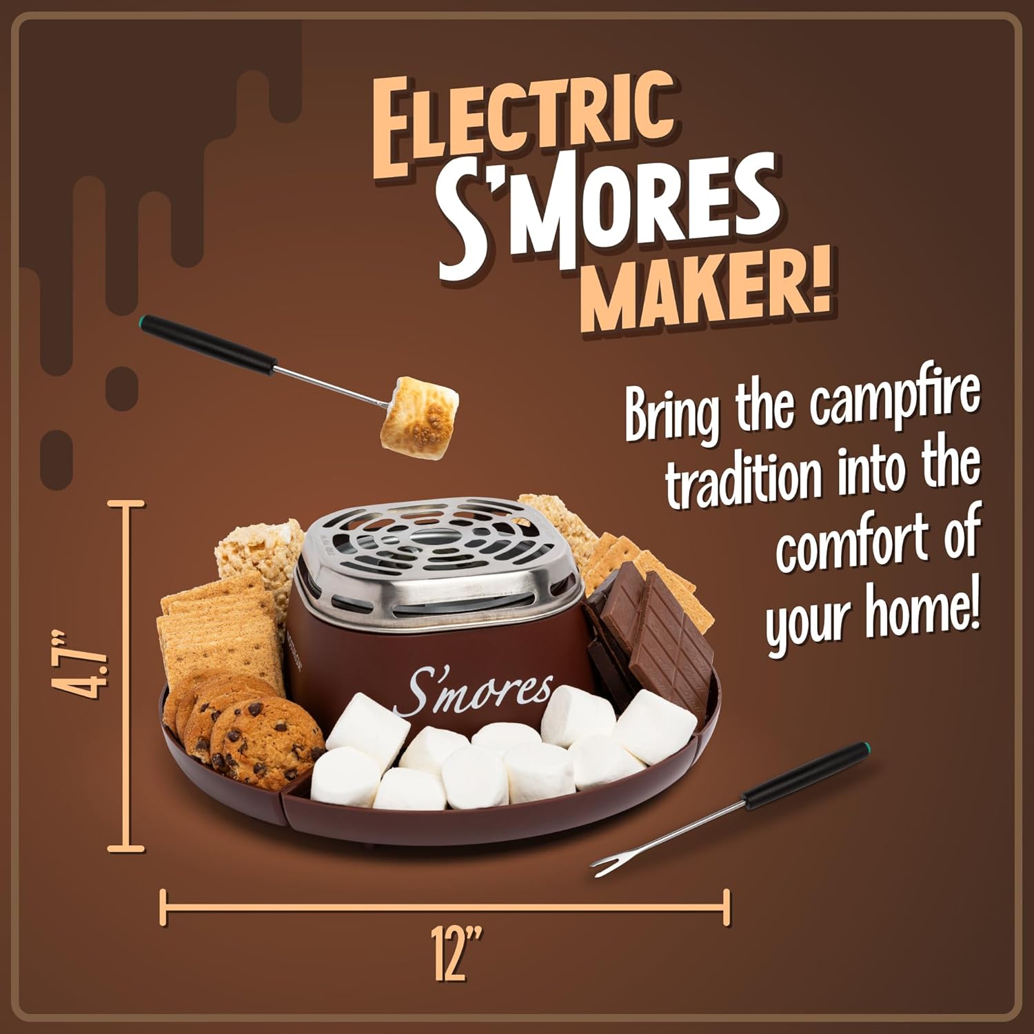 Indoor Electric S’mores Maker Kit with Roasting Sticks - Image 2
