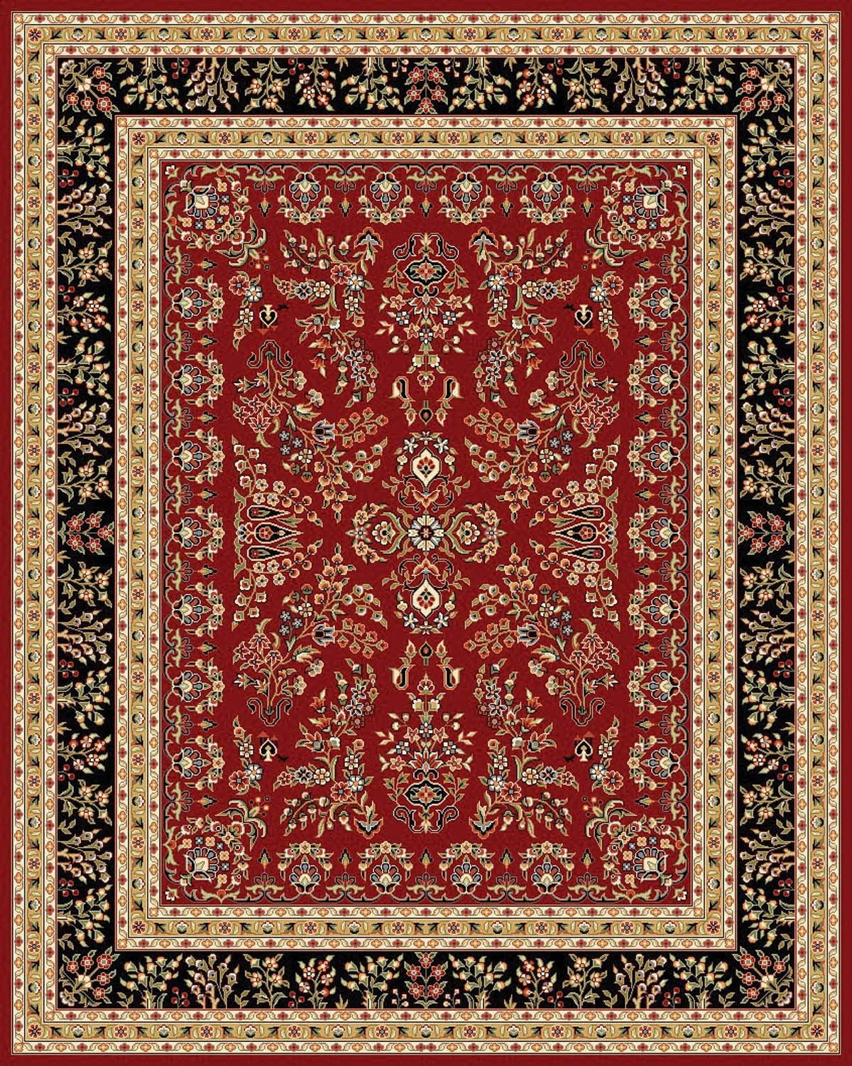 Large Red Black Oriental Area Rug 9x12 Feet - Image 3