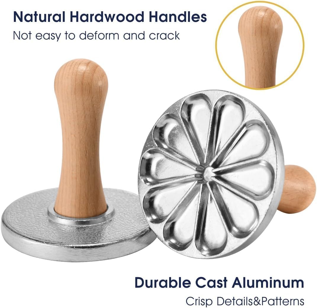 3-Piece Christmas Cookie Stamps, Metal Cutter with Wooden Handle - Image 2