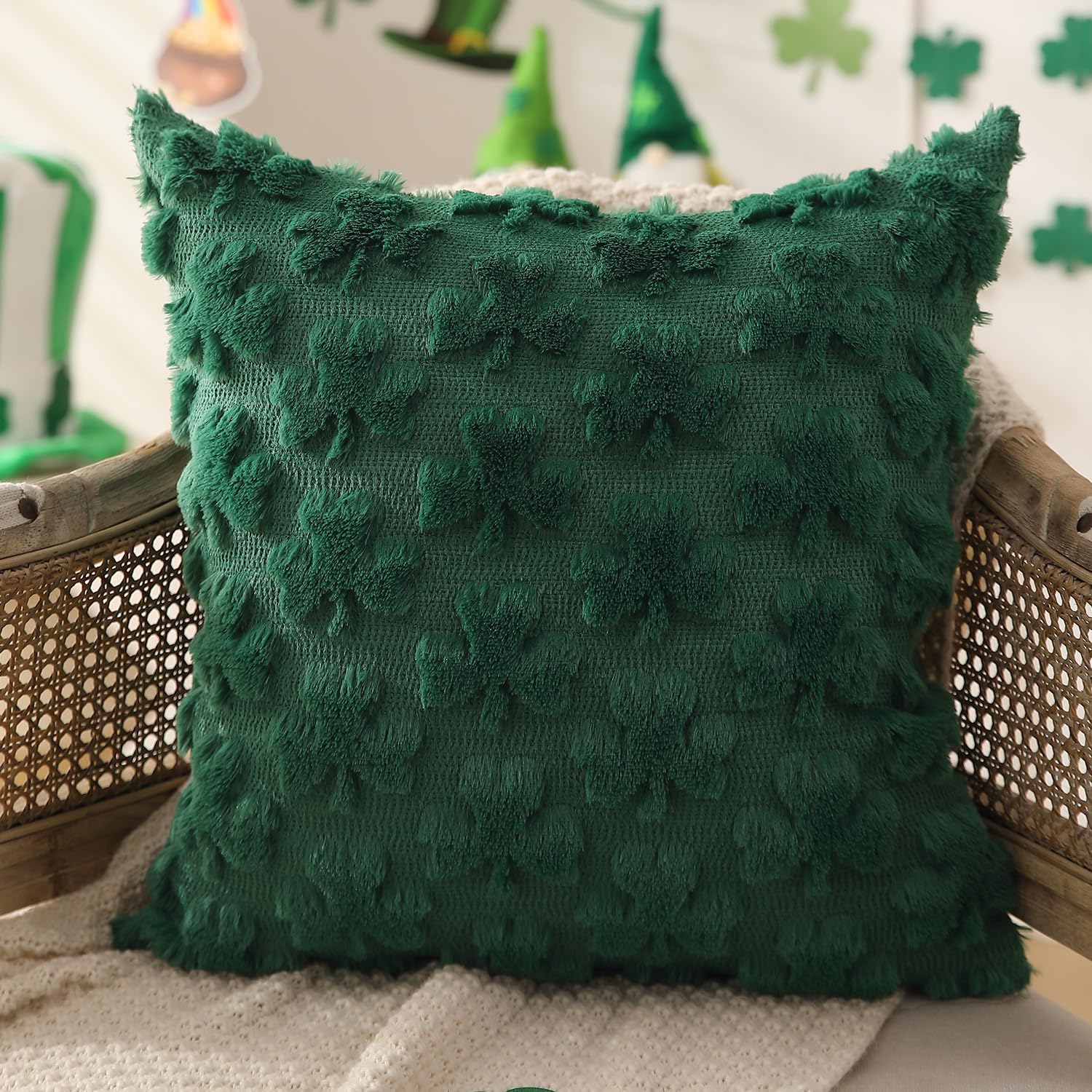 Set of 2 Shamrock Plush Throw Pillow Covers - Image 3