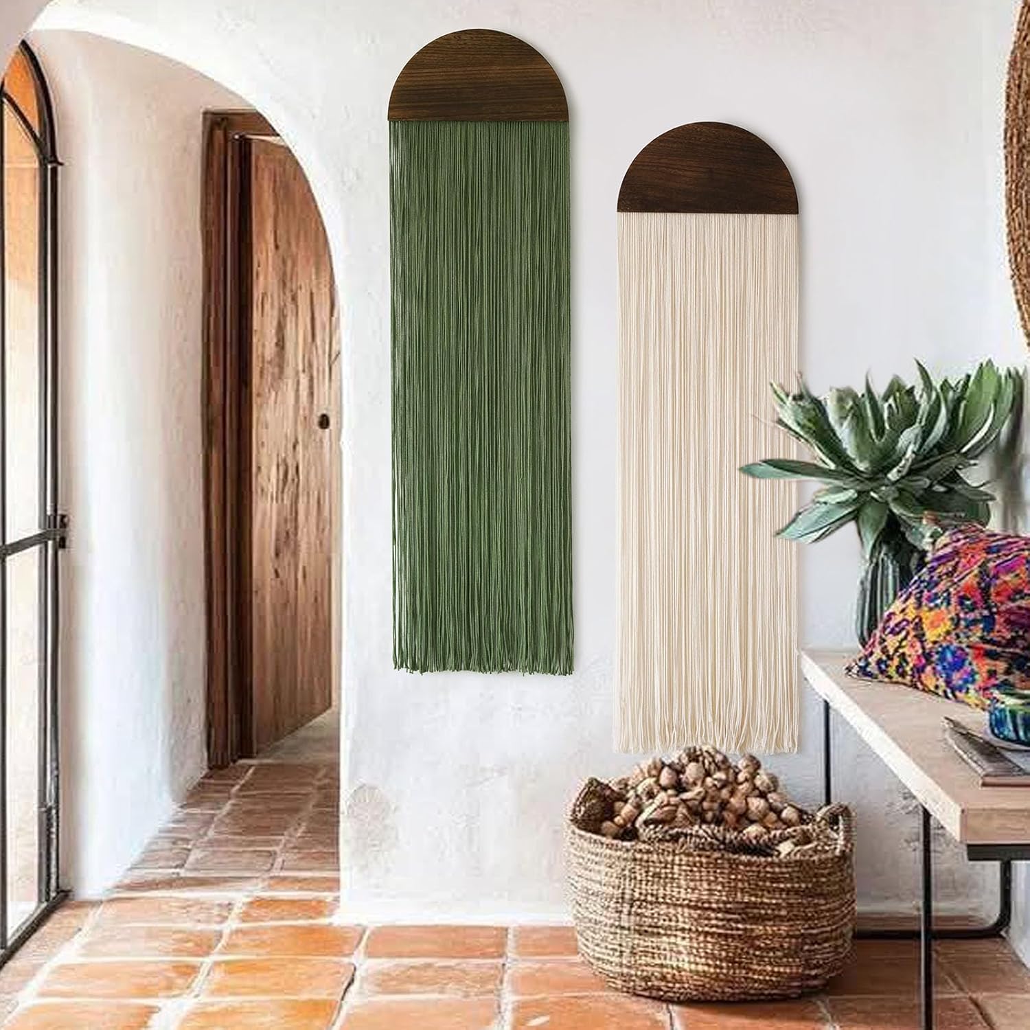 Boho Macrame Wall Hanging Set Handmade Tassel Tapestry Decor - Image 3