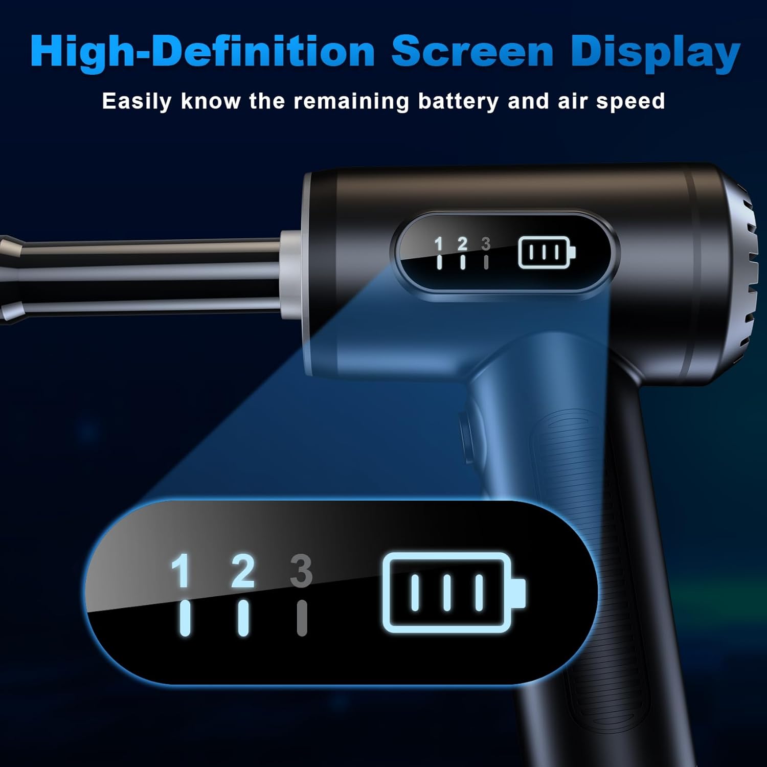 Cordless Electric Air Duster Adjustable LED Keyboard Blower - Image 2