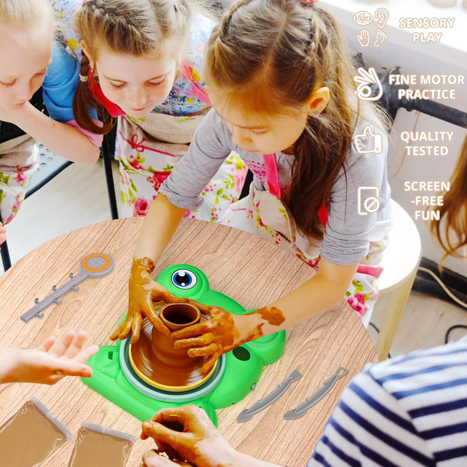 Kids Pottery Wheel Art and Clay Craft Kit Ages 8-12 - Image 4