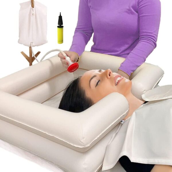 5-Piece Bedside Inflatable Shampoo Basin Set, Hair Washing System for Bedridden, Disabled & Elderly