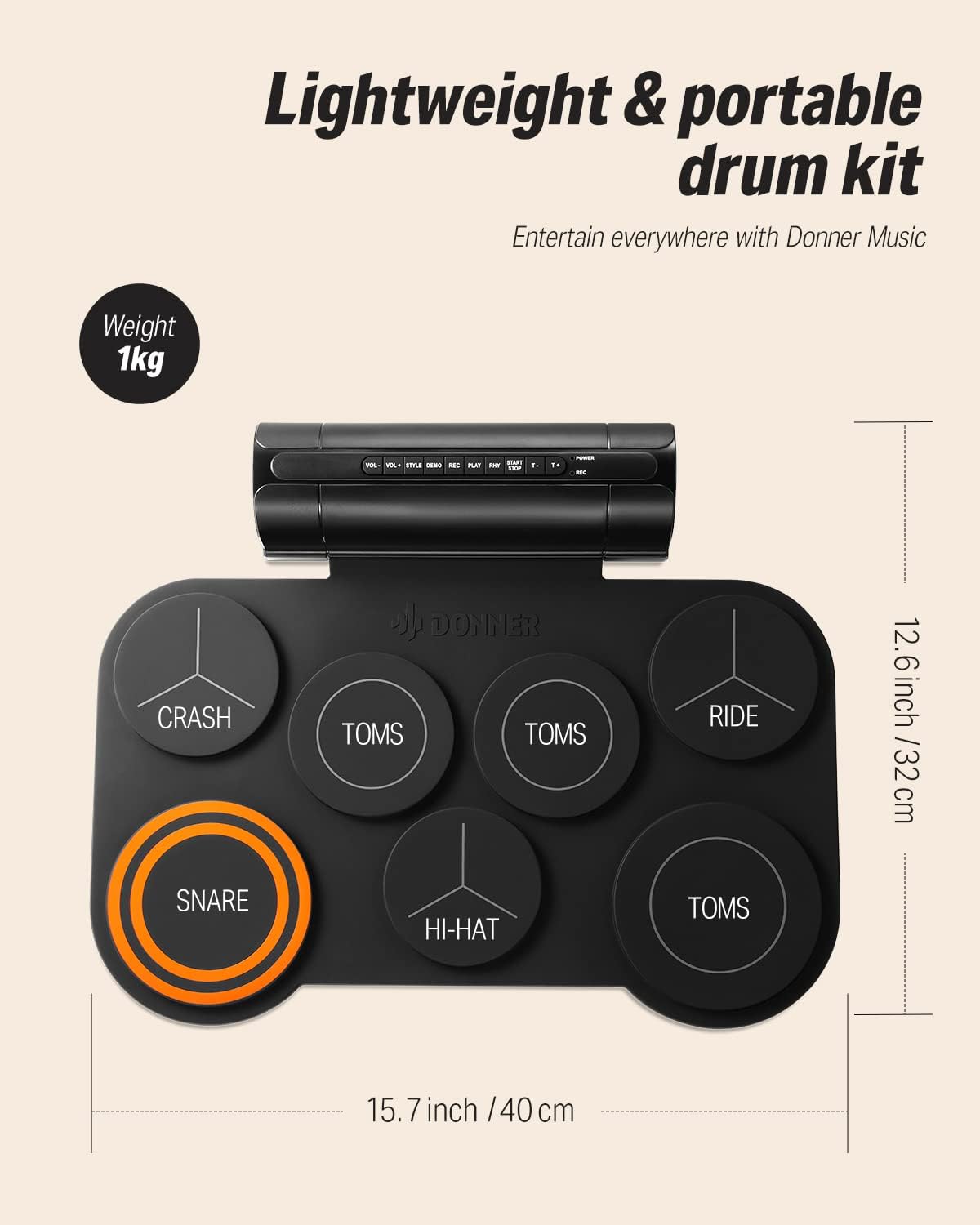 Electronic Drum Pad Set, 7-Pad Roll-Up, Built-In Speaker, 40 Lessons - Image 2