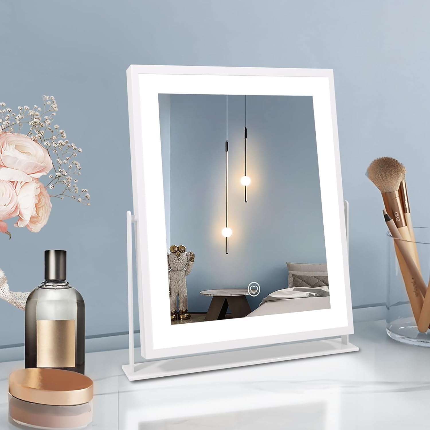 11″ Lighted Vanity Makeup Mirror, LED, Dimmable, 3 Modes, Smart Control, White