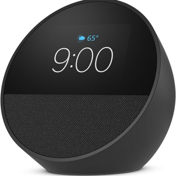Smart Alarm Clock with Voice Control, Compact Display, Nightstand & Office Use, Black