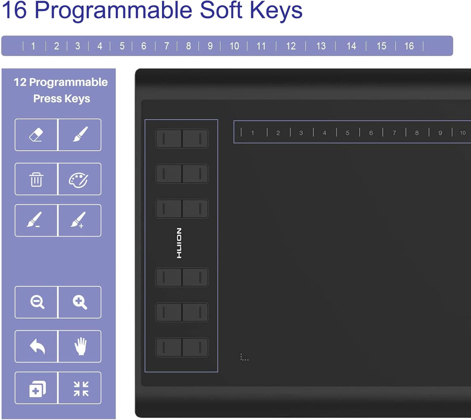 Inspiroy H1060P Graphics Tablet, 8192 Pressure Stylus, 12 Hot Keys, 10×6.25″ - Image 2