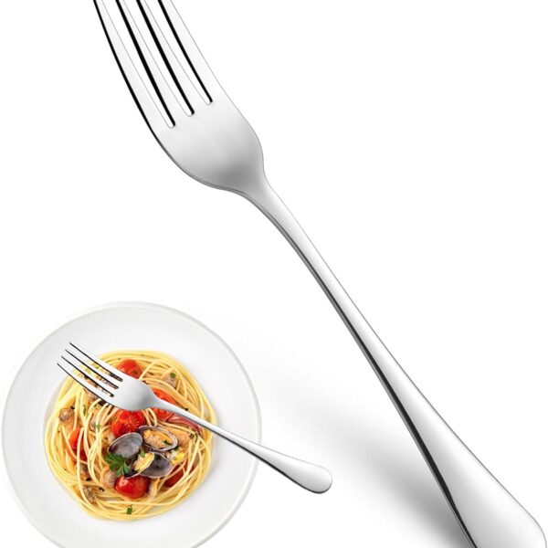 16-Piece Stainless Steel Dinner Forks, 8", Mirror Finish, Dishwasher Safe, Home & Restaurant Use
