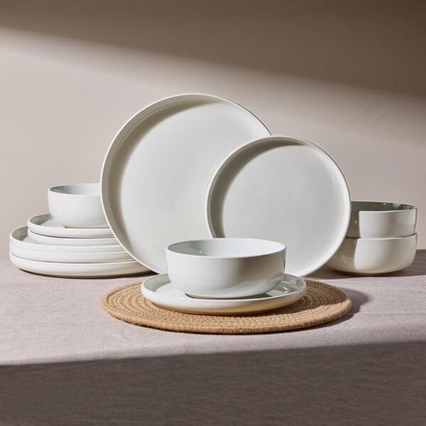 12-Piece Milkyway Dinnerware Set for 4, White Plates & Bowls