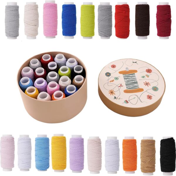 19-Pack 0.6mm Elastic Sewing Thread, 20m Spools, Shirring Thread for Sewing Machines, Quilting & Knitting