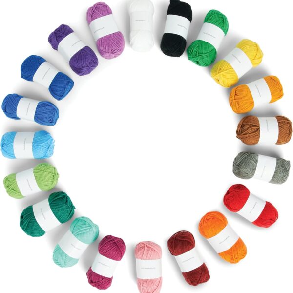 Little Crafties 20-Count Mini Acrylic Yarn Multipack, Lightweight, Machine Washable, for Knitting, Crocheting & Crafts