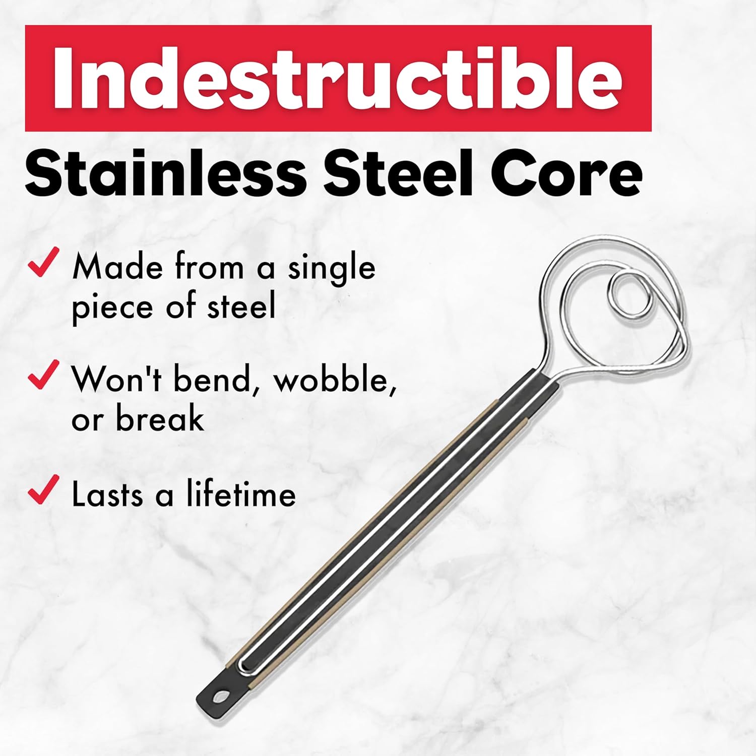 Heavy-Duty Dough Whisk, Dishwasher-Safe Mixing Tool - Image 3