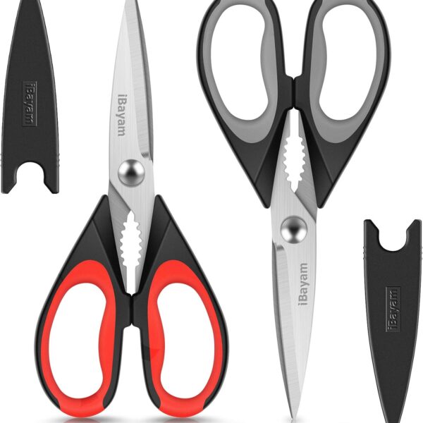 Heavy-Duty Stainless Steel Kitchen Scissors with Sheath, All-Purpose Cooking & Meat Shears, Dishwasher Safe, Home Gift