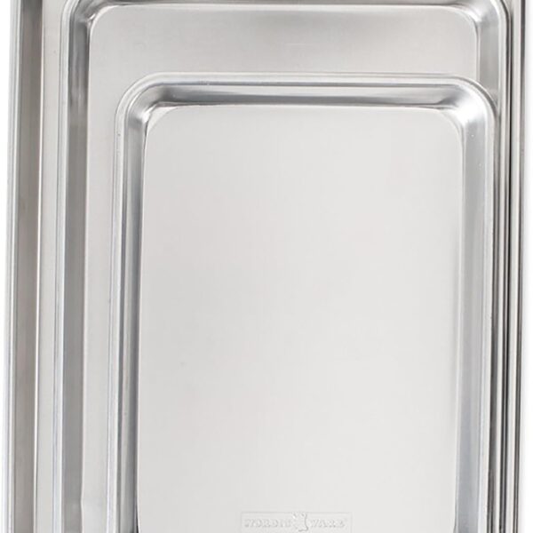 3-Piece Aluminum Baking Sheet Pan Set, Commercial Grade, Warp-Resistant Rim, Half, Jelly Roll & Quarter Sheets
