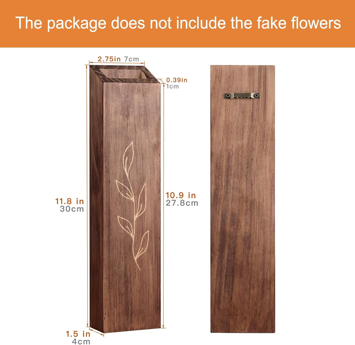 4-Pack Wood Wall Planters, Modern Boho Farmhouse, Brown, Indoor Decor for Flowers & Greenery - Image 4
