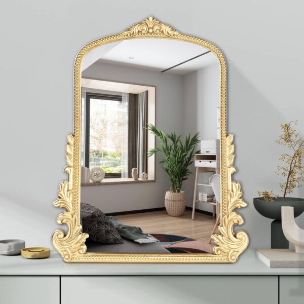 20×16″ Vintage Arched Wall Mirror, Small Vanity, Wall-Mounted, Space-Saving