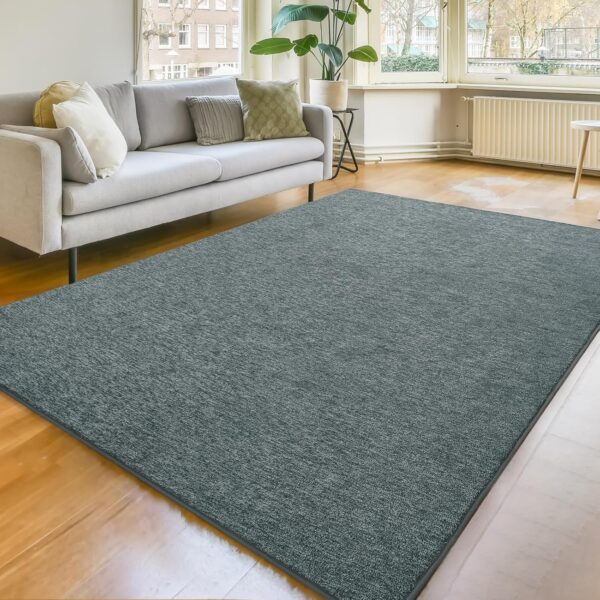 4×6′ Modern Soft Area Rug, Grey & Green, Washable Fluffy Carpet, Bedroom & Nursery