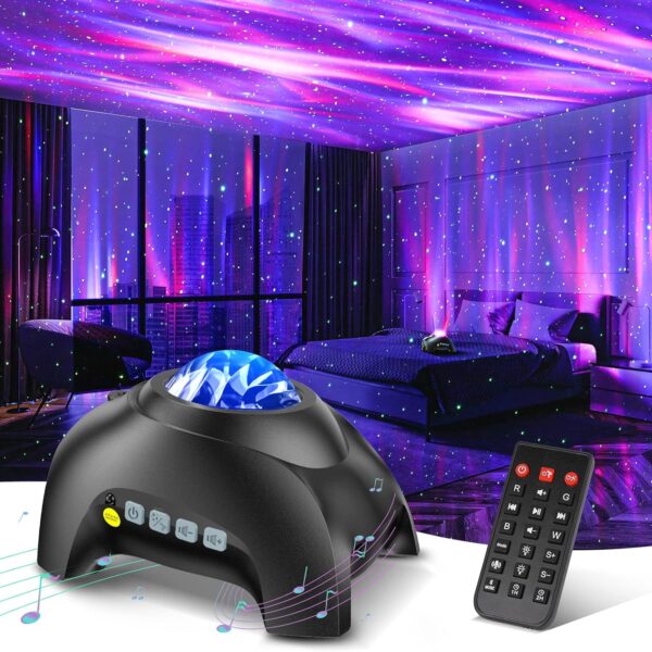 Galaxy Aurora Star Projector, 33 Light Effects, Bluetooth Speaker & White Noise