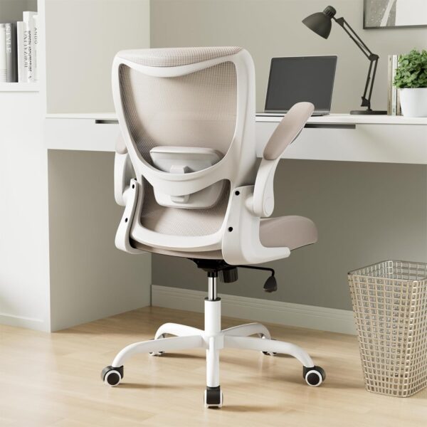 Ergonomic Office Chair, Mesh, Adjustable Lumbar & Flip-Up Armrests, Khaki