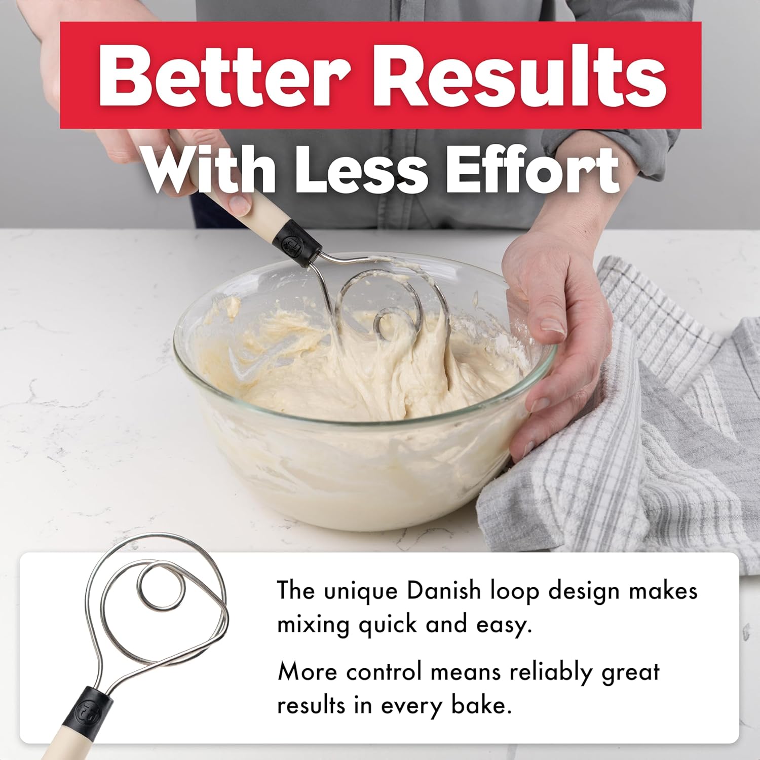Heavy-Duty Dough Whisk, Dishwasher-Safe Mixing Tool - Image 2