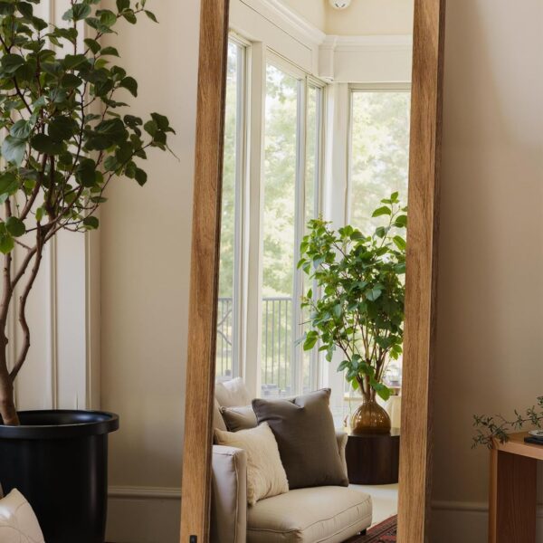 56×22″ Full-Length Solid Wood Floor & Wall Mirror, Farmhouse Style, Hanging or Leaning