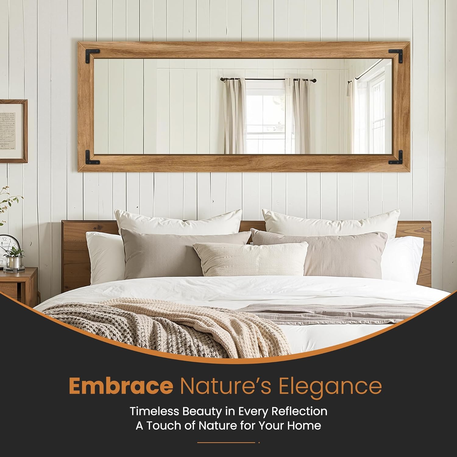 56×22″ Full-Length Solid Wood Floor & Wall Mirror, Farmhouse Style, Hanging or Leaning - Image 4