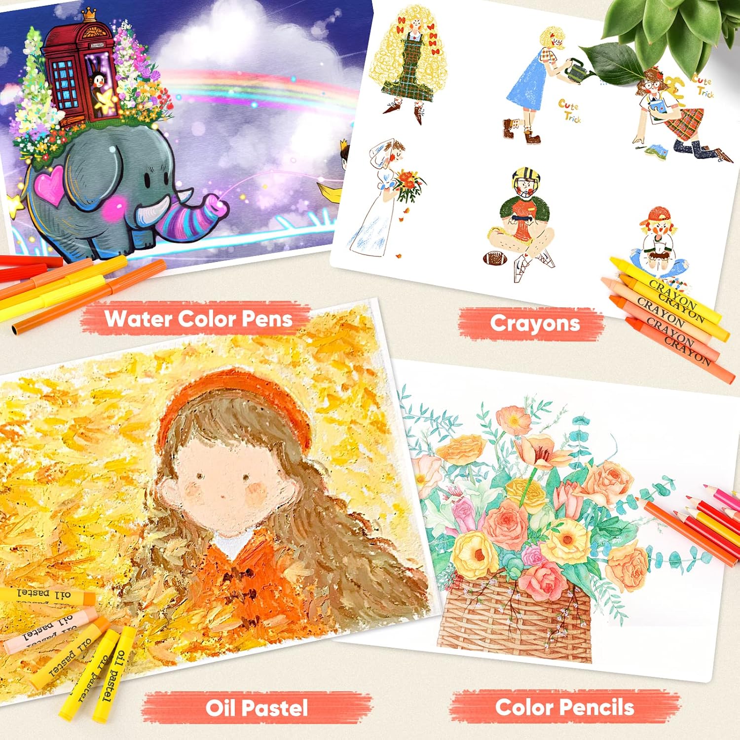183-Piece Kids Art Set, Crayons, Oil Pastels, Watercolors, Colored Pencils & Markers - Image 3
