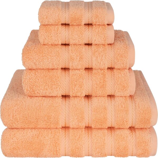 6-Piece Luxury Towel Set, 2 Bath, 2 Hand, 2 Washcloths, 600 GSM 100% Cotton, Malibu Peach
