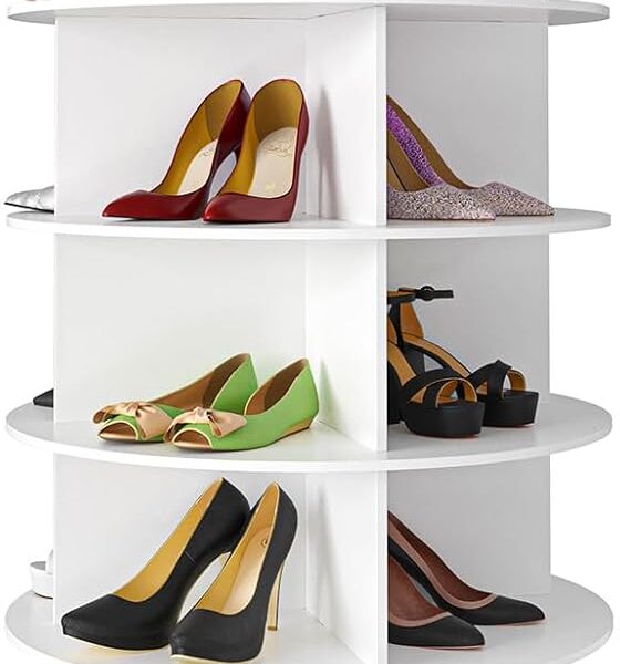 7 Tier Rotating Shoe Rack Tower, Spinning Carousel Storage Organizer