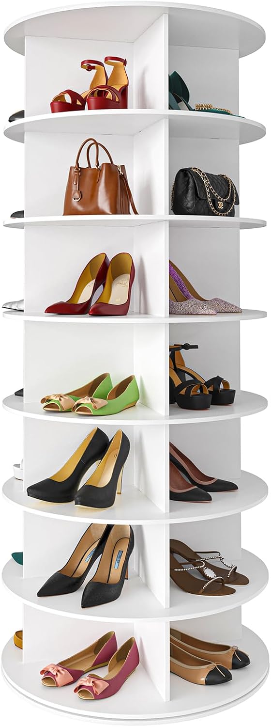 7 Tier Rotating Shoe Rack Tower, Spinning Carousel Storage Organizer