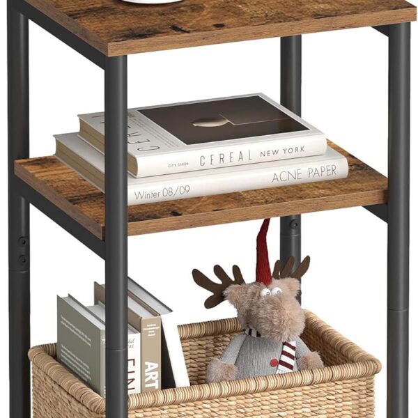 Small End Table 3-Tier Nightstand for Living Room or Office